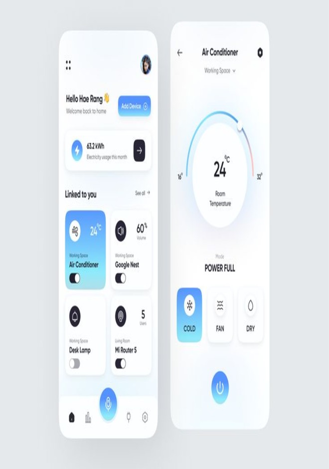 Screenshot of a web application with a nature-inspired theme, showing organic shapes and earthy tones.